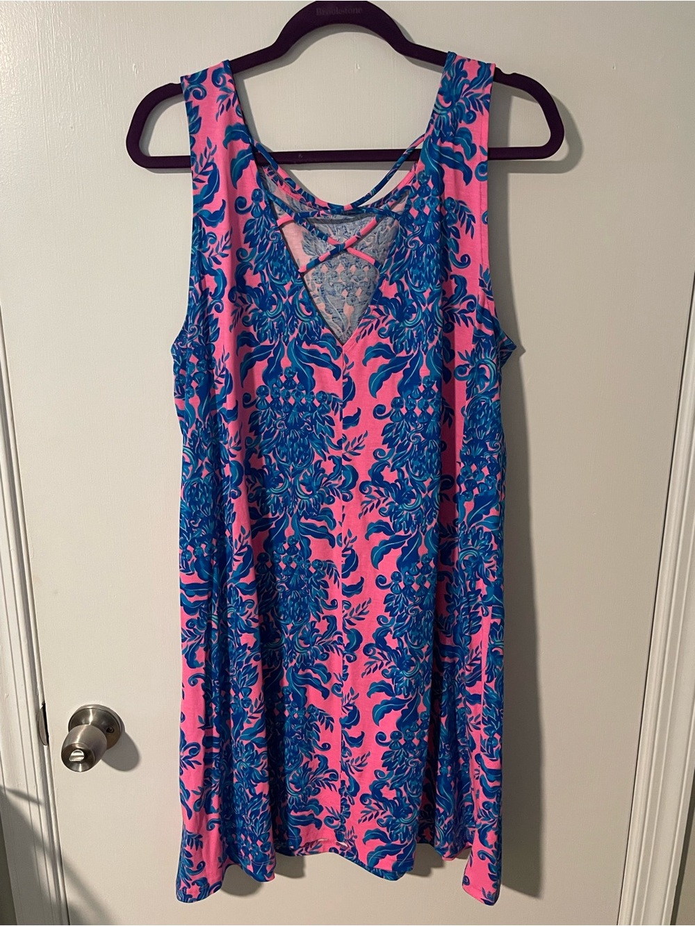 Lilly Pulitzer Pink and Blue Floral Sleeveless Dress XL